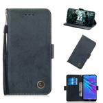 For Huawei Y6 2019 Retro Horizontal Flip PU Leather Case with Card Slots & Holder(Black)