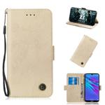 For Huawei Y6 2019 Retro Horizontal Flip PU Leather Case with Card Slots & Holder(Gold)