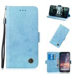 For Nokia 3.2 Retro Horizontal Flip PU Leather Case with Card Slots & Holder(Blue)