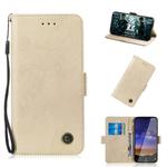 For Nokia 2.2 Retro Horizontal Flip PU Leather Case with Card Slots & Holder(Gold)
