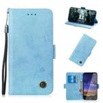 For Nokia 2.2 Retro Horizontal Flip PU Leather Case with Card Slots & Holder(Blue)