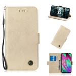 For Galaxy A40 Retro Horizontal Flip PU Leather Case with Card Slots & Holder(Gold)