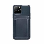 Mutural Yalan Series PU Full Coverage Protective Case with Magnetic Detachable Card Slot For iPhone 13 Pro(Blue)