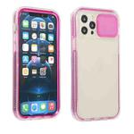 For iPhone 13 Sliding Camera Cover Design Shockproof TPU Frame + Clear PC Case(Rose Red)