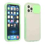 Sliding Camera Cover Design Shockproof TPU Frame + Clear PC Case For iPhone 13(Green)