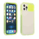 Sliding Camera Cover Design Shockproof TPU Frame + Clear PC Case For iPhone 13 Pro(Fluorescent Green)