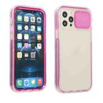 Sliding Camera Cover Design Shockproof TPU Frame + Clear PC Case For iPhone 13 Pro Max(Rose Red)