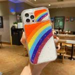 Sliding Camera Cover Design Rainbow Epoxy TPU + PC Shockproof Case For iPhone 13 Pro(Rainbow Pattern 7)