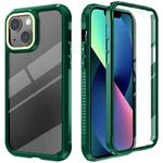 For iPhone 13 mini C1 2 in 1 Shockproof TPU + PC Protective Case with PET Screen Protector (Dark Green)