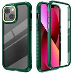 For iPhone 13 C1 2 in 1 Shockproof TPU + PC Protective Case with PET Screen Protector(Dark Green)