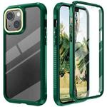 For iPhone 13 Pro C1 2 in 1 Shockproof TPU + PC Protective Case with PET Screen Protector (Dark Green)