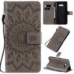 For LG G8X Pressed Printing Sunflower Pattern Horizontal Flip PU Leather Case with Holder & Card Slots & Wallet & Lanyard(Gray)