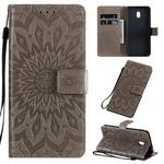 For Xiaomi Redmi 8A Pressed Printing Sunflower Pattern Horizontal Flip PU Leather Case with Holder & Card Slots & Wallet & Lanyard(Gray)