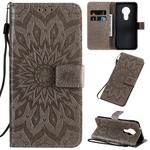 For Nokia 7.2 Pressed Printing Sunflower Pattern Horizontal Flip PU Leather Case with Holder & Card Slots & Wallet & Lanyard(Gray)