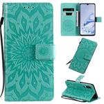 For Xiaomi Mi 9 Pro Pressed Printing Sunflower Pattern Horizontal Flip PU Leather Case with Holder & Card Slots & Wallet & Lanyard(Green)