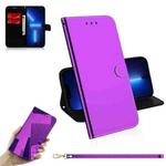 For iPhone 13 Pro Imitated Mirror Surface Horizontal Flip Leather Case with Holder & Card Slots & Wallet & Lanyard (Purple)