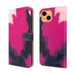 For iPhone 13 mini Watercolor Pattern Horizontal Flip Leather Case with Holder & Card Slot & Wallet (Berry Color)