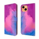 For iPhone 13 mini Watercolor Pattern Horizontal Flip Leather Case with Holder & Card Slot & Wallet (Purple Red)