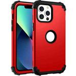 For iPhone 13 mini 3 in 1 Shockproof PC + Silicone Protective Case (Red + Black)