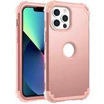 For iPhone 13 mini 3 in 1 Shockproof PC + Silicone Protective Case (Rose Gold)