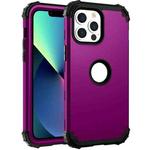 For iPhone 13 mini 3 in 1 Shockproof PC + Silicone Protective Case (Dark Purple + Black)