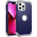 For iPhone 13 3 in 1 Shockproof PC + Silicone Protective Case(Navy Blue + Grey)