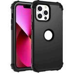 For iPhone 13 3 in 1 Shockproof PC + Silicone Protective Case(Black)