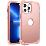 For iPhone 13 Pro 3 in 1 Shockproof PC + Silicone Protective Case (Rose Gold)