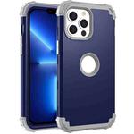 For iPhone 13 Pro Max 3 in 1 Shockproof PC + Silicone Protective Case (Navy Blue + Grey)