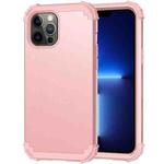 For iPhone 13 Pro Max 3 in 1 Shockproof PC + Silicone Protective Case For iPhone 12 Pro Max(Rose Gold)