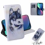 For iPhone 13 mini Coloured Drawing Horizontal Flip Leather Case, with Holder & Card Slots & Wallet (White Wolf)