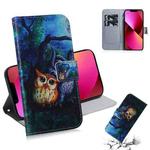 For iPhone 13 Coloured Drawing Horizontal Flip Leather Case, with Holder & Card Slots & Wallet(Oil Painting Owl)