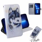 For iPhone 13 Pro Coloured Drawing Horizontal Flip Leather Case, with Holder & Card Slots & Wallet (White Wolf)