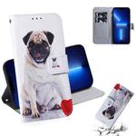 For iPhone 13 Pro Coloured Drawing Horizontal Flip Leather Case, with Holder & Card Slots & Wallet (Pug)