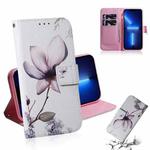 For iPhone 13 Pro Coloured Drawing Horizontal Flip Leather Case, with Holder & Card Slots & Wallet (Magnolia Flower)