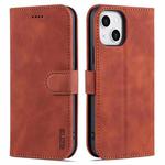 For iPhone 13 AZNS Skin Feel Calf Texture Horizontal Flip Leather Case with Card Slots & Holder & Wallet(Brown)