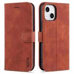 For iPhone 13 mini AZNS Skin Feel Calf Texture Horizontal Flip Leather Case with Card Slots & Holder & Wallet (Brown)