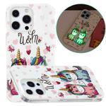 For iPhone 13 Pro Luminous TPU Soft Protective Case (Couple Unicorn)