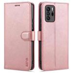 For Xiaomi Redmi Note 10 Pro 5G AZNS Skin Feel Calf Texture Horizontal Flip Leather Case with Card Slots & Holder & Wallet(Rose Gold)