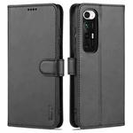 For Xiaomi Mi 10S AZNS Skin Feel Calf Texture Horizontal Flip Leather Case with Card Slots & Holder & Wallet(Black)