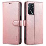 For OPPO A16 AZNS Skin Feel Calf Texture Horizontal Flip Leather Case with Card Slots & Holder & Wallet(Rose Gold)