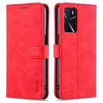 For OPPO A16 AZNS Skin Feel Calf Texture Horizontal Flip Leather Case with Card Slots & Holder & Wallet(Red)