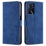 For OPPO A16 AZNS Skin Feel Calf Texture Horizontal Flip Leather Case with Card Slots & Holder & Wallet(Blue)