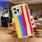 Rainbow TPU + PC Glass Shockproof Case For iPhone 13 Pro(Rainbow Pattern Green)
