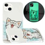 For iPhone 13 Luminous TPU Pattern Soft Protective Case(Happy Cat)