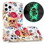For iPhone 13 Pro Max Luminous TPU Pattern Soft Protective Case (Red Flower Skull)