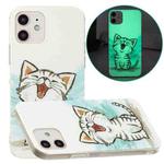 For iPhone 12 / 12 Pro Luminous TPU Pattern Soft Protective Case(Happy Cat)