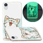 For iPhone XR Luminous TPU Pattern Soft Protective Case(Happy Cat)