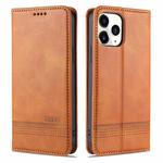 For iPhone 13 mini AZNS Magnetic Calf Texture Horizontal Flip Leather Case with Card Slots & Holder & Wallet (Light Brown)