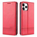 For iPhone 13 AZNS Magnetic Calf Texture Horizontal Flip Leather Case with Card Slots & Holder & Wallet(Red)